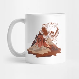 Bear Roaring in Red Mountain Landscape | Gift Idea for Travelers who love Hiking or Camping | Wanderlust Mug